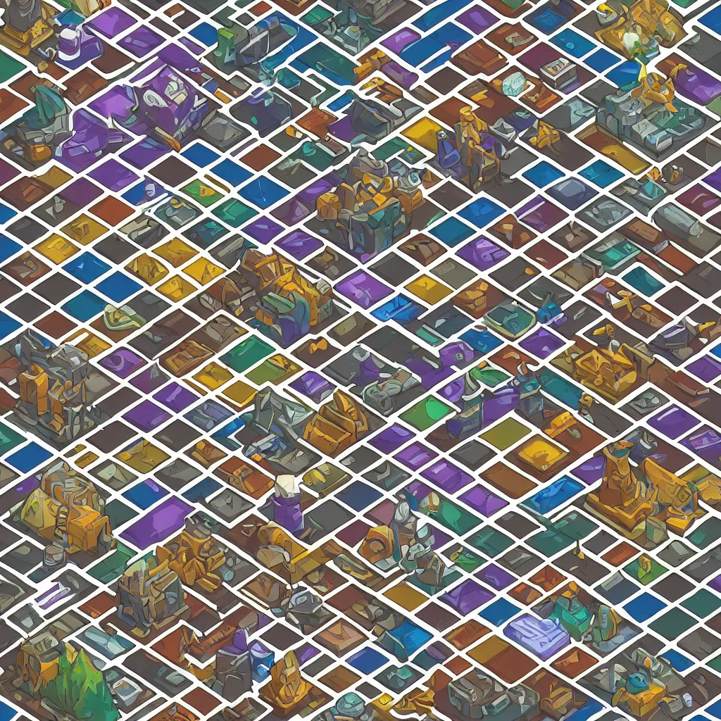 Image similar to isometric lineart tileset pack for magic resource gathering game, png