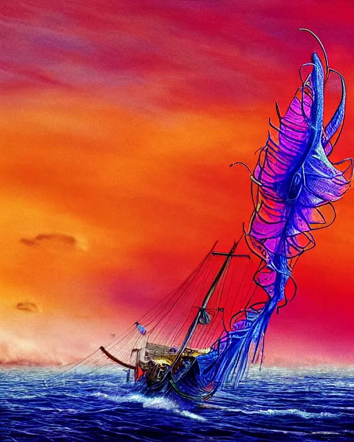 Prompt: a portuguese man - of - war sailing across a dust storm vibrant colors, high production value, intricate details, high resolution, hdr, high definition, masterpiece, realistic, ultrarealistic, highly detailed, hd, sharp focus, non blurry, sharp, smooth