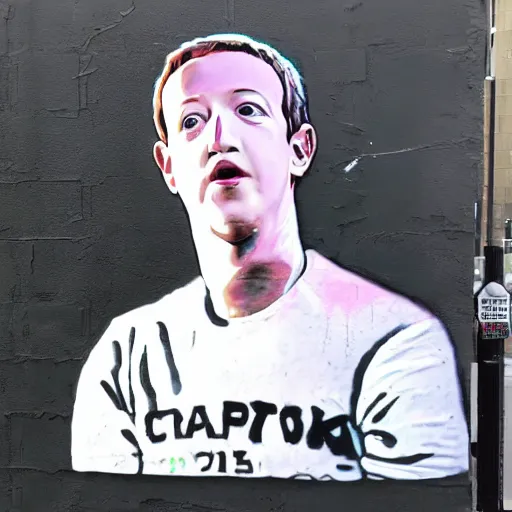 Image similar to spray paint graffiti of communist mark zuckerberg