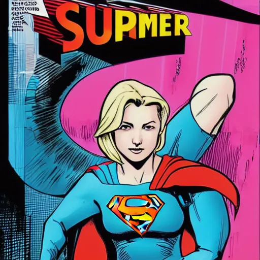 Prompt: in the style of Rafael Albuquerque comic art, Supergirl at the police station.
