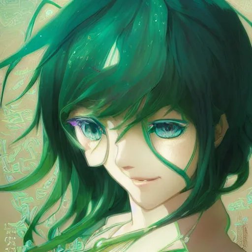 Prompt: hatsune miku short hair, anime style, hyper detailed, light green dress, illustration, digital painting, art by artgerm and greg rutkowski and alphonse mucha, high delicate defined details, anime stylized, highly detailed, realistic, sharp focus, styled by rhads