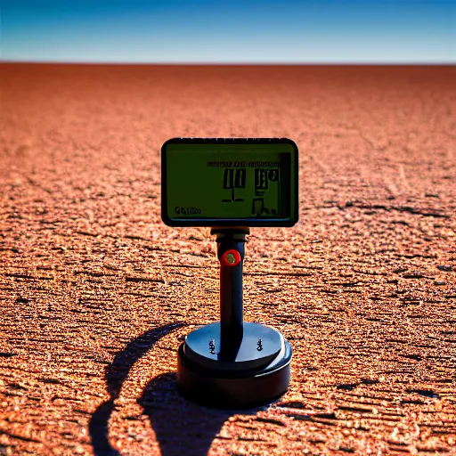 Image similar to miniature camoflaged rugged weather station sensor antenna for monitoring the australian desert, XF IQ4, 150MP, 50mm, F1.4, ISO 200, 1/160s, dawn