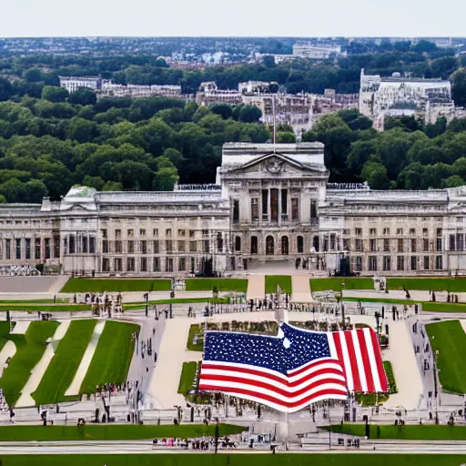 Image similar to Buckingham Palace moved to Washington DC, Fourth of July 2022 Patriotism and Fireworks, God Bless America