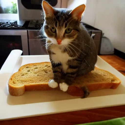 Image similar to noodles on toast cat watching over the food