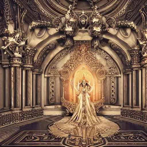 Prompt: queen of heaven, ornate and intricate, hyper detailed, stunning, surreal, 4 k, octane render