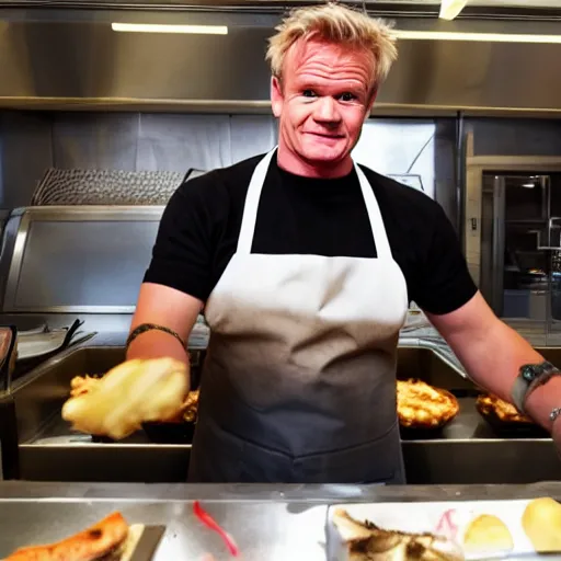 Image similar to gordon ramsey working at macdonalds