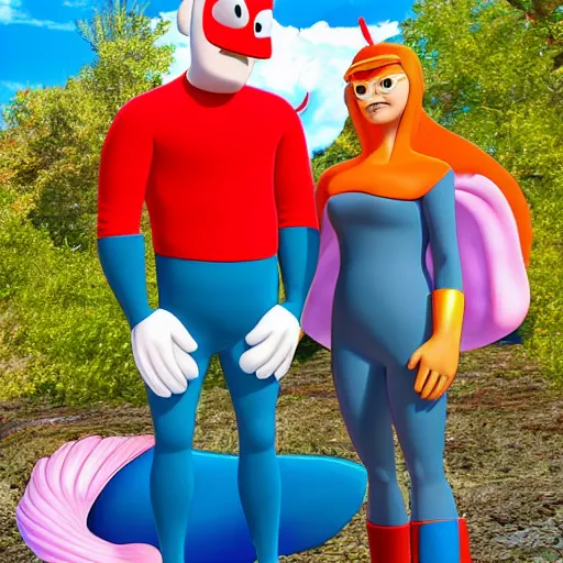 Prompt: barnacle boy and mermaid man ultra realistic 4 k photograph