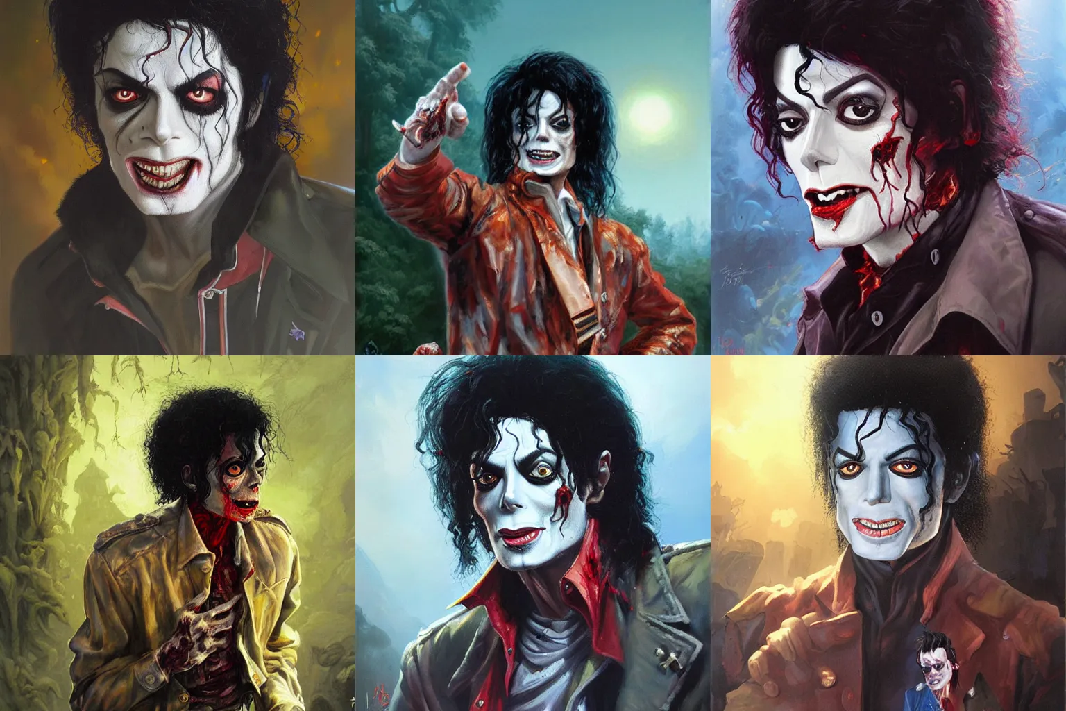 Prompt: portrait of zombie michael jackson in a scenic environment by jesper ejsing and eddie mendoza