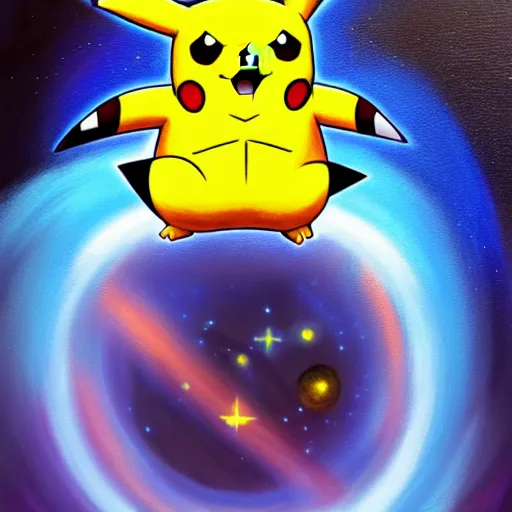 Prompt: pikachu wearing a spacesuite, scifi astral spirit space journey in oil painting, pulled into the spiral vortex, trending on artstation, award winning, emotional, highly detailed ethereal surrealist art