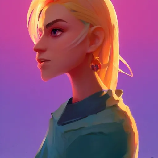 Prompt: beautiful blond woman portrait, maya ali mage, gloomhaven, dynamic lighting, gaudy colors, octane render aesthetic, matte painting concept art, official fanart behance hd artstation by jesper ejsing, by rhads and makoto shinkai and lois van baarle and ilya kuvshinov and rossdrawsl