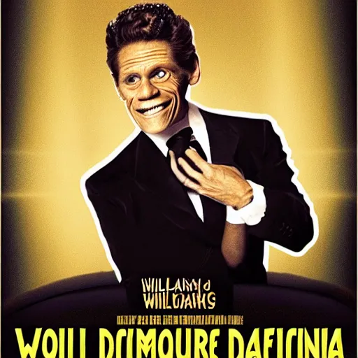 Image similar to movie poster of william dafoe as an anthropomorphic singing rat