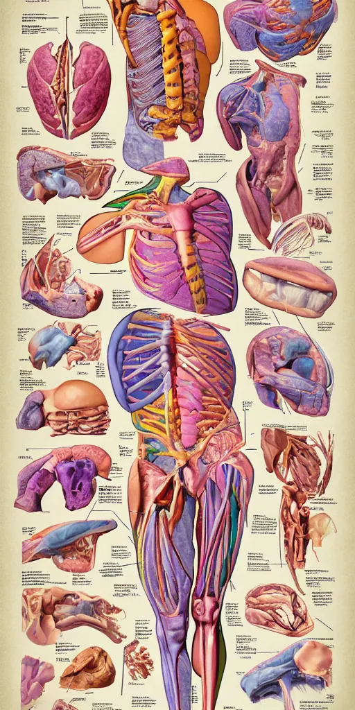 Prompt: anatomy poster, pastel colors, illustration