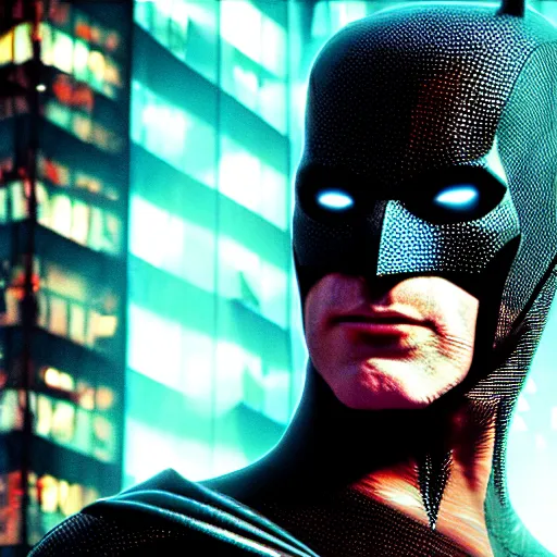 Prompt: a portrait of a spiderbatman , film still cyberpunk, highly detailed,4K UHD image