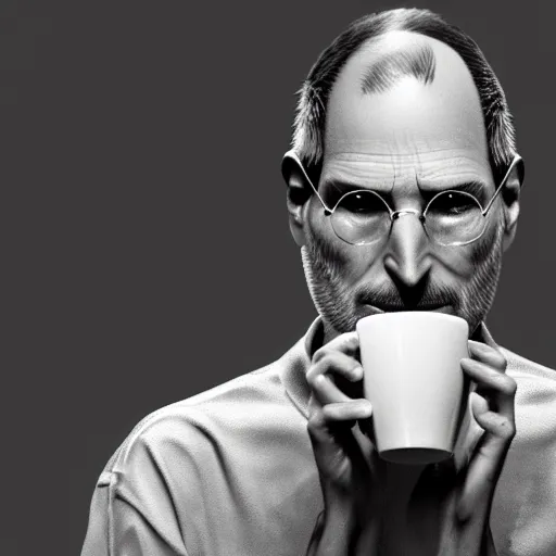 Prompt: A high definition photo of Steve Jobs drinking a cup of coffee on a couch in his living room, hyperdetailed, artstation, digital art, photorealism, accurate, 8k,