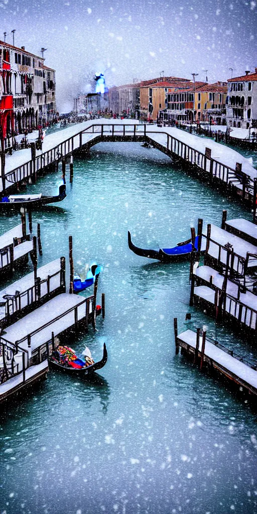 Image similar to venice beach in the snow, photograph,