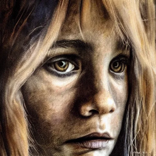 Image similar to high quality high detail portrait by denise bellon, hd, intense unsettling look in the eyes, photorealistic lighting