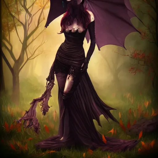 Prompt: autumn dark witch, fantasy, realism, trending on artstation