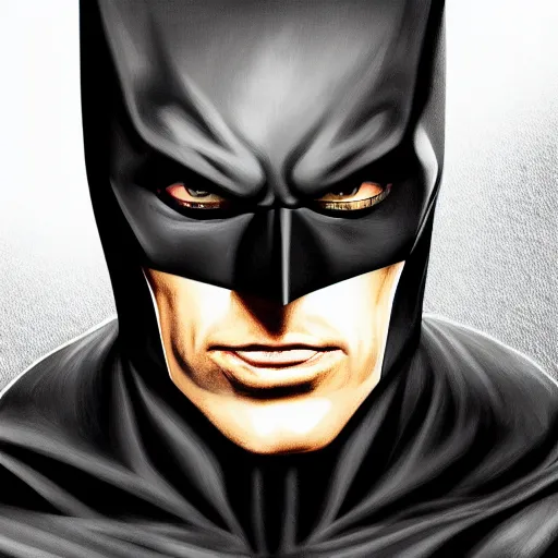 Image similar to a detailed portrait of batman, art illustration, incredibly highly detailed and realistic, 8 k, sharp focus