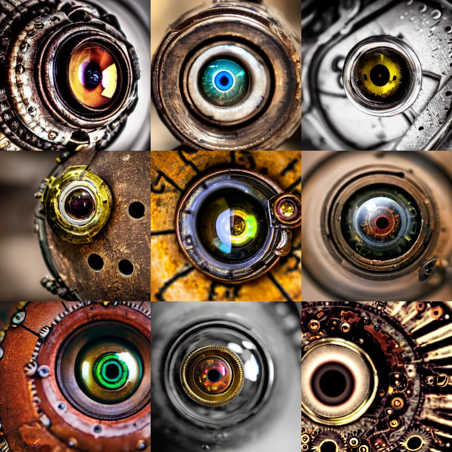 Prompt: steampunk eyeball, depth of field, bokeh