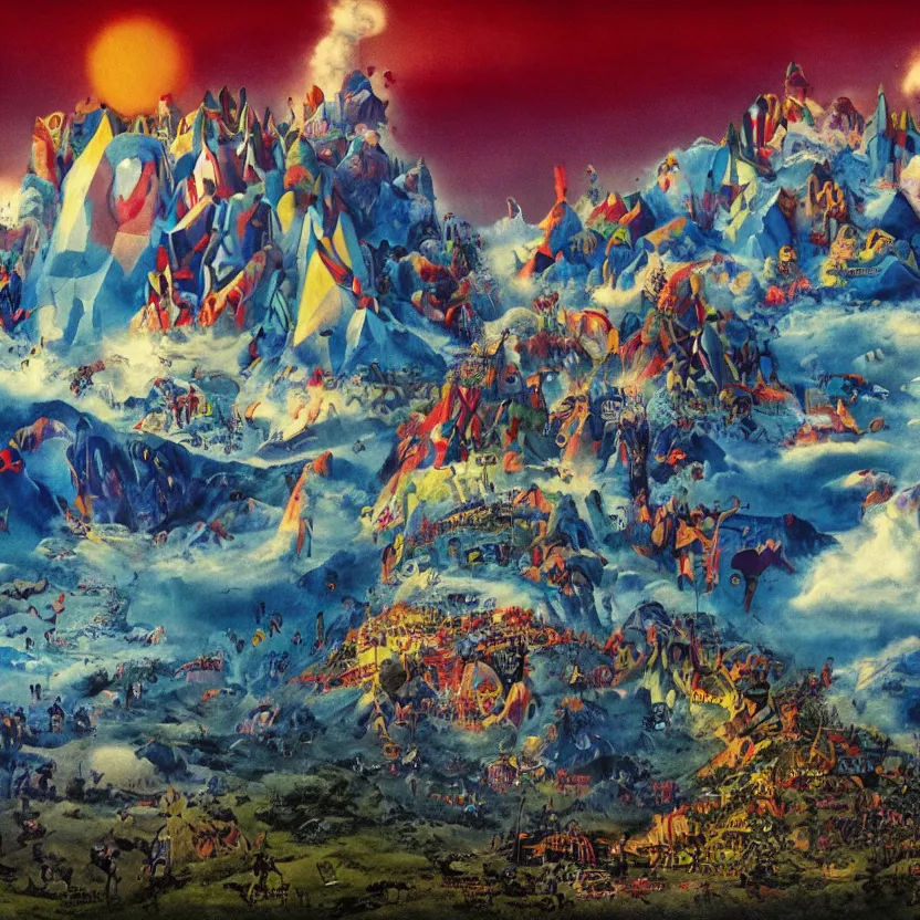 Image similar to the magic mountain by jodorowsky, cinematic