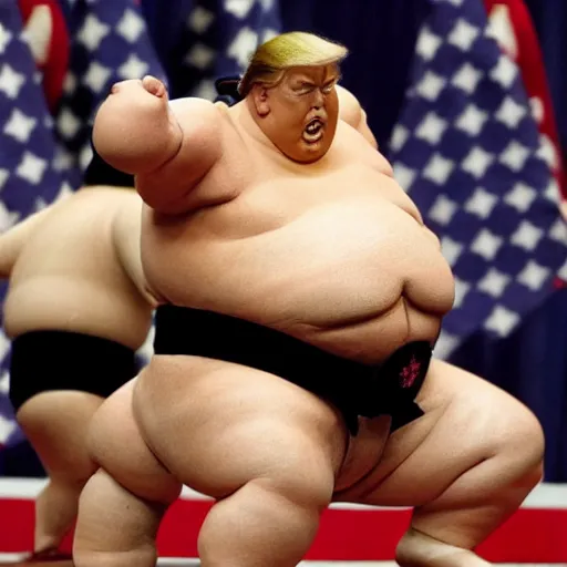 Prompt: Donald Trump as a sumo wrestler