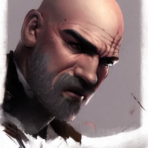 Prompt: kratos in a suit by greg rutkowski