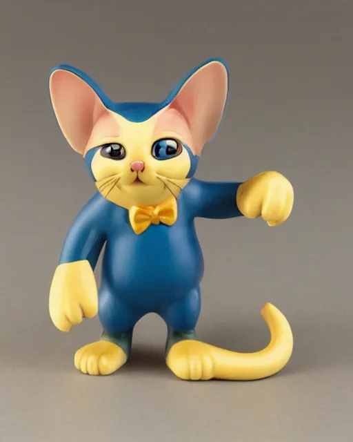 Prompt: disney, discontinued character WAKO CAT , 1940, figurine, detailed product photo