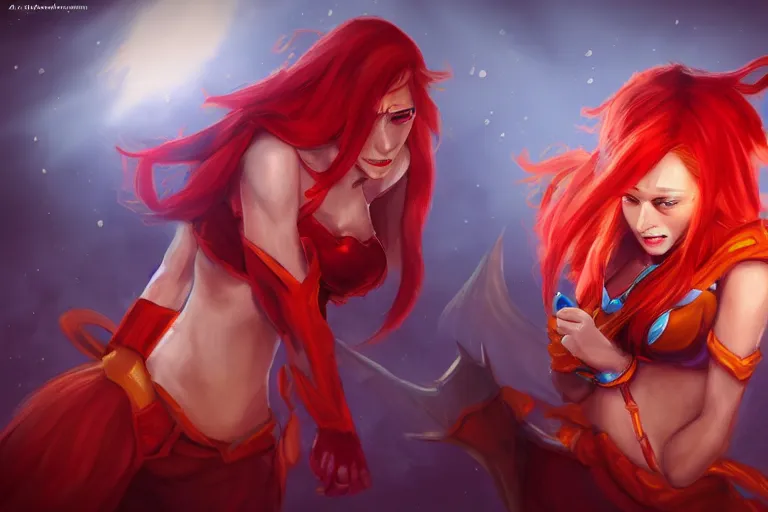 Image similar to Lina, Dota 2, trending on art station, fantasy,