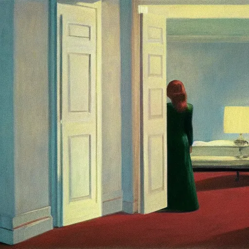 Prompt: The Shining, by Edward Hopper, extremely detailed,