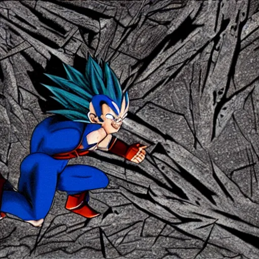Prompt: photograph still of vegeta in blair witch project