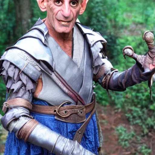 Image similar to Anthony fauci as Hoggle from Movie the Labyrinth. Wearing blue gloves.