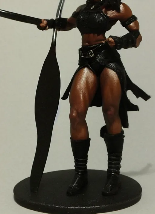 Image similar to Images on the store website, eBay, Full body, Miniature of a muscular black female warrior with club