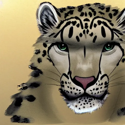 Image similar to anthro snow leopard smoking a joint concept art