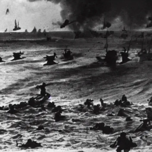 Image similar to first person view of the battle of d - day at normandy beach