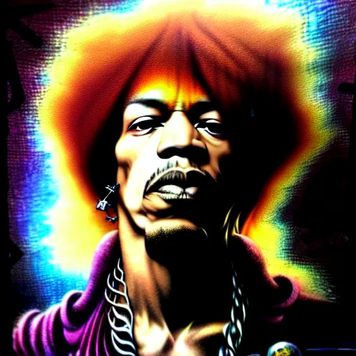 Prompt: uhd photorealistic portrait of albino jimi hendrix, by amano, ayami kojima, greg rutkowski, lisa frank, mark brooks, and karol bak, masterpiece, cinematic composition, dramatic pose, studio lighting, correct face, hyperdetailed, intricate details