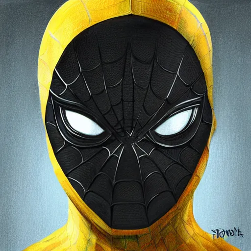 Prompt: portrait of tobey maguire's spider man in mask, highly detailed, centered, solid color background, digital painting