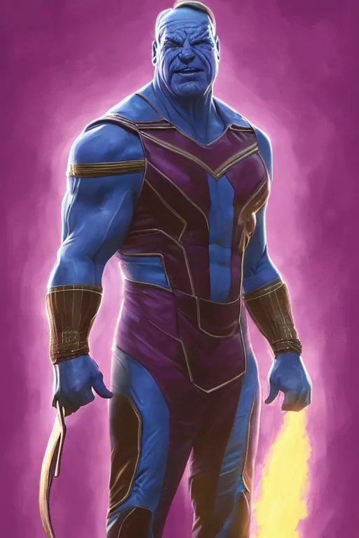 Prompt: Saul Goodman as Thanos, claws are up, X-man costume, Saul Goodman hairstyle, calm, grumpy, portrait, masculine figure, highly detailed, digital painting, artstation, concept art, smooth, sharp focus, illustration, cinematic lighting, art by artgerm and greg rutkowski and alphonse mucha