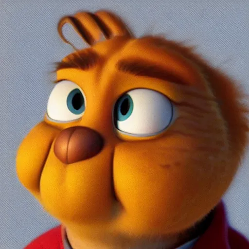 Image similar to portrait of garfield, pixar style