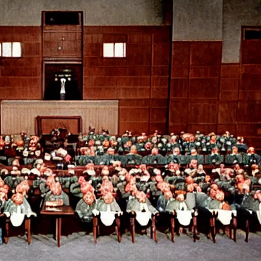 Image similar to muppets on nuremberg trial