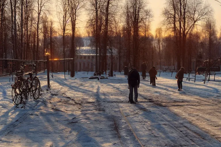 Image similar to real life russia, ultra realistic!!!, clear weather, golden hour, sharp focus