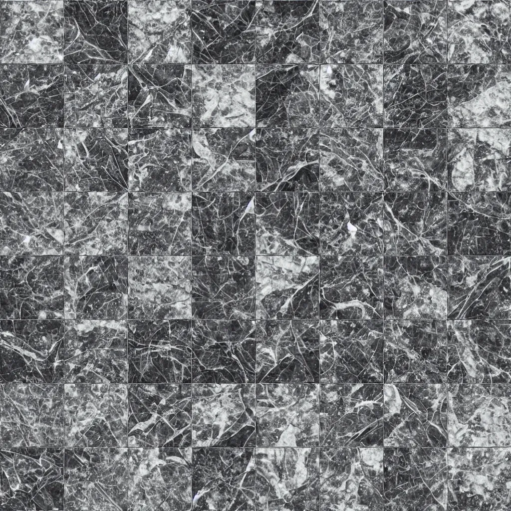 Prompt: seamless tiled marble texture, light marbling of black and white, 4 square tiles, realistic, high - rest, 4 k, material, pbr