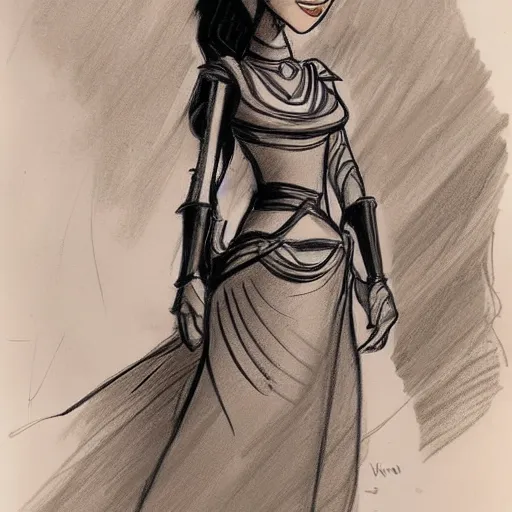 Image similar to milt kahl sketch of victoria justice as princess padme from star wars