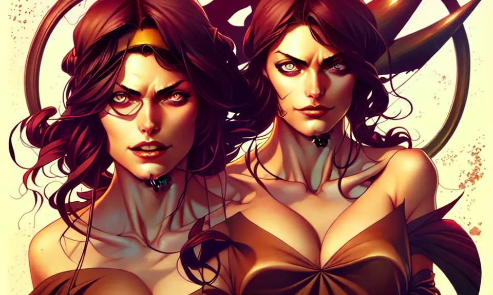 Image similar to artgerm, joshua middleton comic cover art, pretty pirate phoebe tonkin smiling, full body, symmetrical eyes, symmetrical face, long curly black hair, on a pirate ship background, warm colors