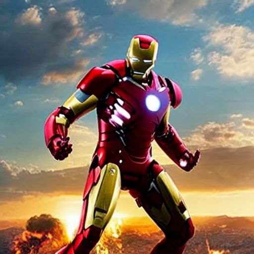 Image similar to film still from new iron man movie of iron man’s birthday party surprise