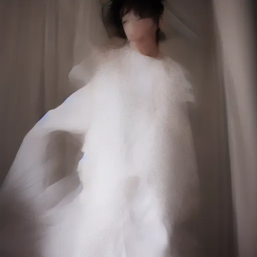 Image similar to a beautiful young korean male wearing a translucid lace wedding gown designed by alexander mcqueen, photographed by andrew thomas huang for a fashion editorial