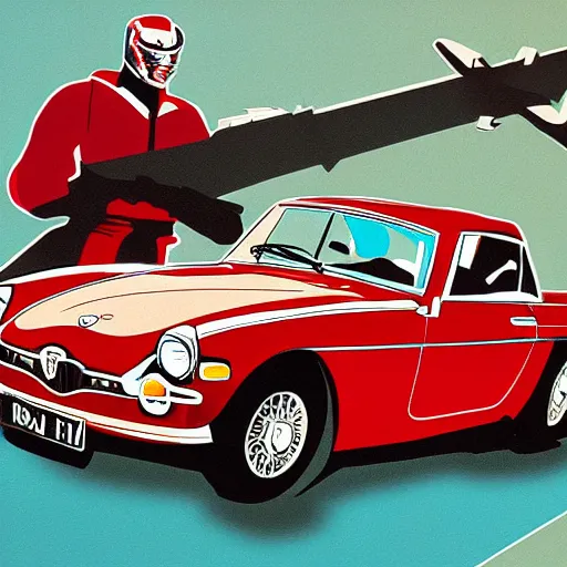 Image similar to illustration of a vintage mgb as an autobot