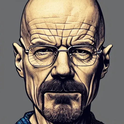 Image similar to a detailed portrait of walter white with a pacifer in his mouth, art illustration, incredibly highly detailed and realistic, 8 k, sharp focus