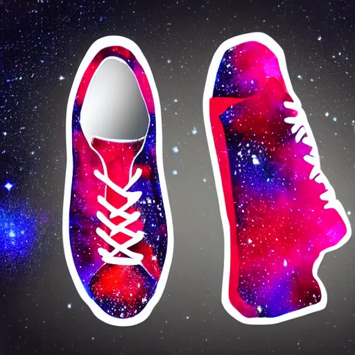 Image similar to sneakers made out of nebulas, highly detailed, sharp, 4 k, 8 k, photorealistic