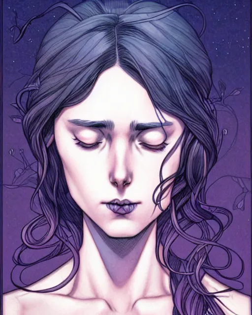 Image similar to fantasy comic cover art of a beautiful scared girl with tears in her eyes, illustration by jenny frison and sana takeda, intricate details, stunning inking lines, stunning gradient colors, 4 k, hd, artstation, award winning