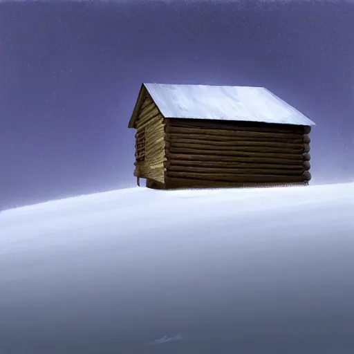 Image similar to a cabin on a hilltop, by alex andreev, landscape, high contrast, digital
